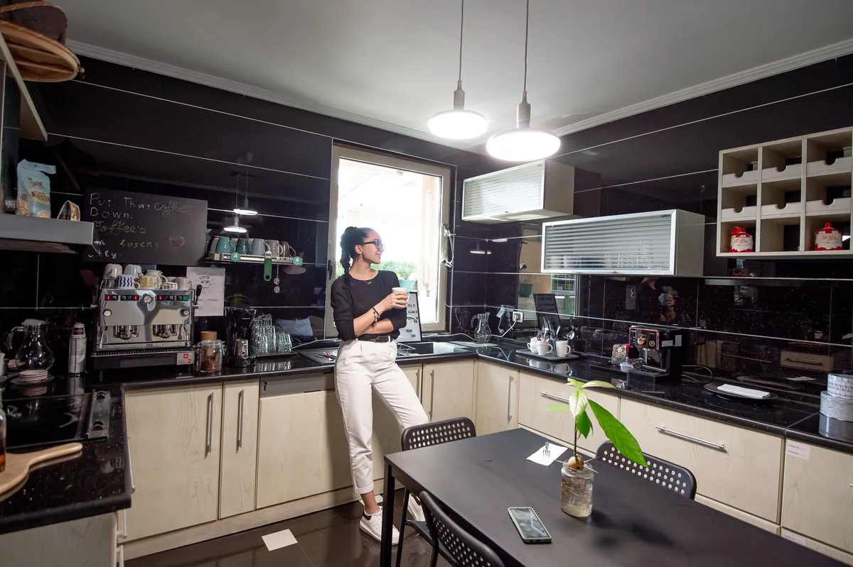 Kitchen area at Innospace Tirana